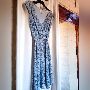 Elegant Blue Paisley LOFT Dress